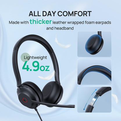 Yealink UH35 Wired Headset,USB-A,AI Noise Canceling Mic,Call Control,On-Ear