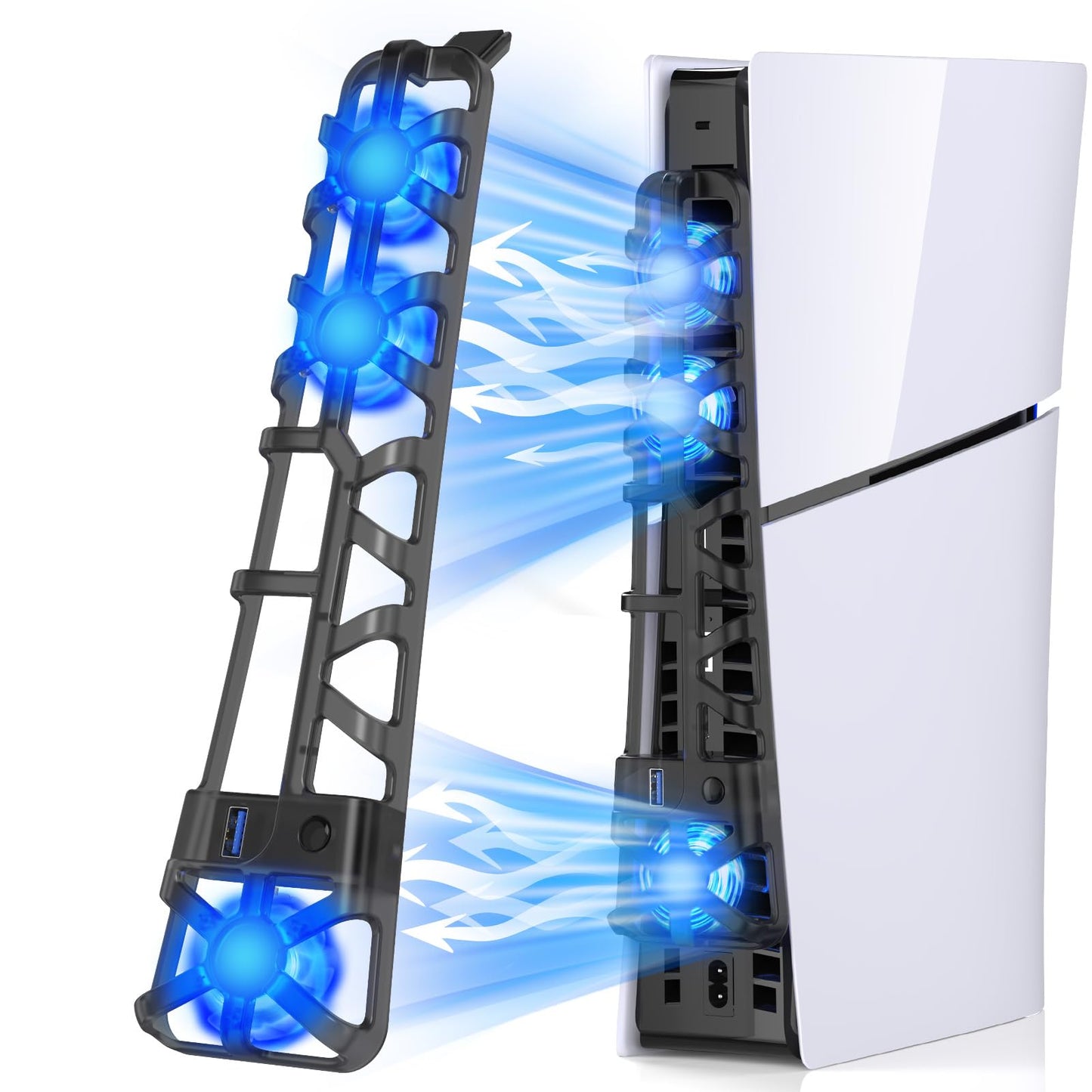 Cooling Fan for PS5 Slim with LED Light,Adjustable 3 Speed,USB 3.0 Port