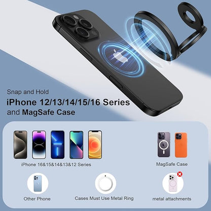 Magnetic Phone Ring Holder for MagSafe Gym Phone Grip Stand Finger Ring Kickstand Dual-Sided Magnetic Pop Socket for iPhone 16 Pro Max 16e 15 14 13 12 Pro Max,Samsung,Compatible for Wireless Car Mount