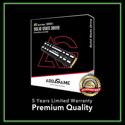 Addlink A93 4TB Storage Expansion for PS5 Console with Heatsink, Up to 7400mb/s, Gen 4 PCIe NVMe m.2 2280, SLC Cache Internal Solid State Drive(‎ad4TBA93M2P)