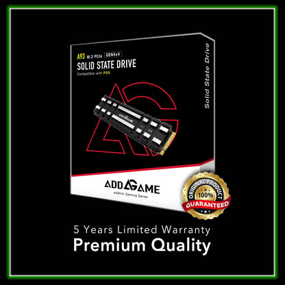 Addlink A93 4TB Storage Expansion for PS5 Console with Heatsink, Up to 7400mb/s, Gen 4 PCIe NVMe m.2 2280, SLC Cache Internal Solid State Drive(‎ad4TBA93M2P)