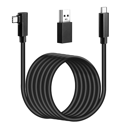Kuject 16FT Link Cable for Quest 3S/3, Quest 2/Pro, Pico 4, VR Headset Accessories Cable for Rift S/Steam VR Games, USB 3.0 Type C to C High Speed Data Transfer Charging Cord for Gaming PC