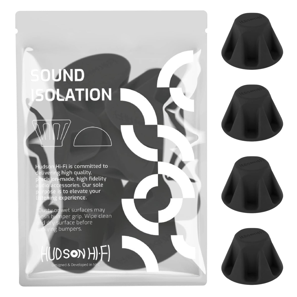 Speaker Isolation Feet – 4-Pack 1.5" Bigfoot Rubber Pads – Non-Adhesive Anti-Vibration Feet for Turntables, Subwoofers, Amplifiers – 50 Duro Non-Skid Bumpers for Audio Equipment