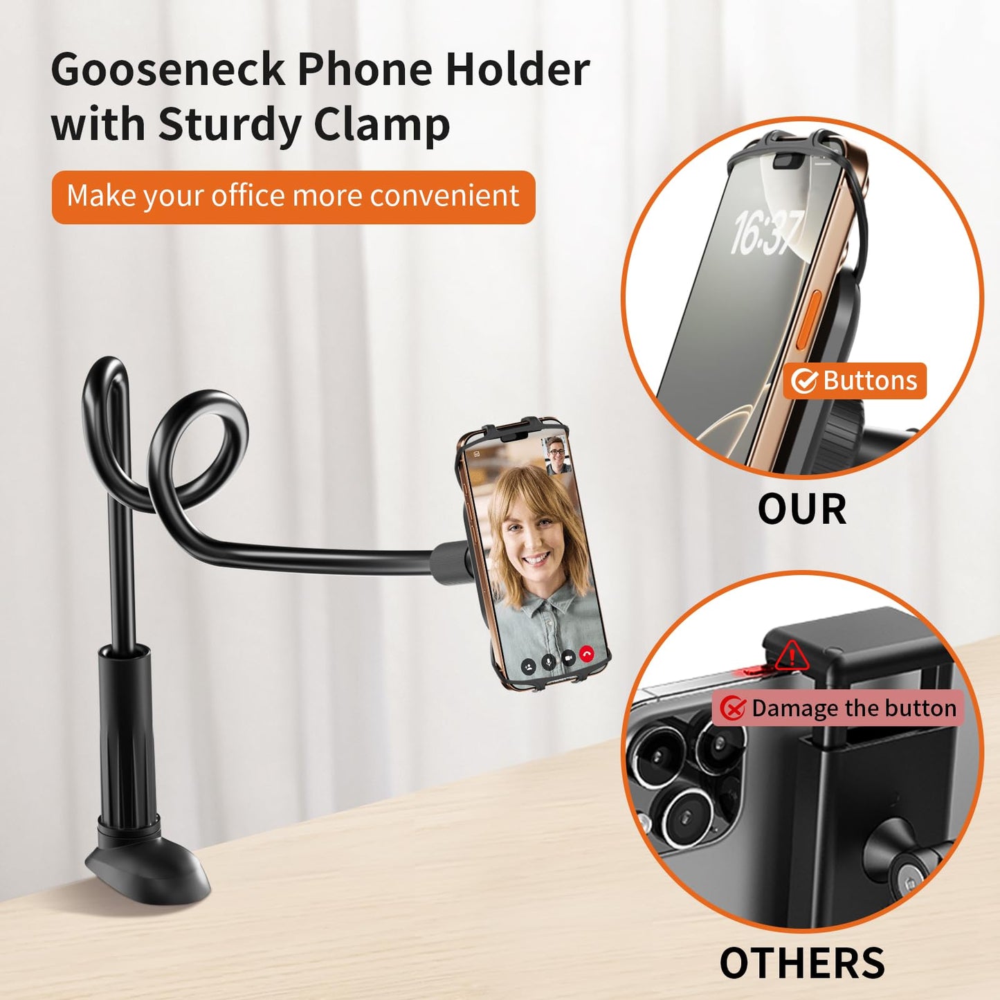 Arctiiro Gooseneck Kindle Holder for Reading in Bed - [Case-Friendly] Phone Holder for Bed, Kindle Paperwhite Stand Accessories, Overhead Cell Phone Clamp Mount for Desk, for Tablets 4-10 inches