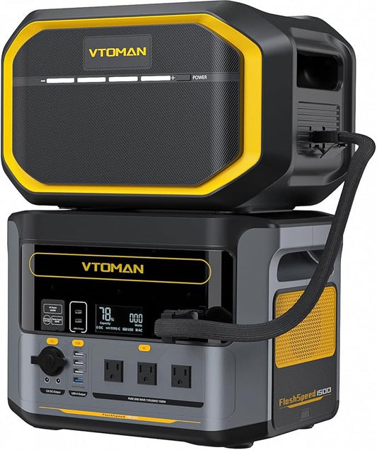 VTOMAN FlashSpeed 1500 Portable Power Station with Extra Battery, 3096Wh
