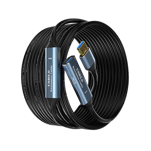 SSS·GRGB USB 3.0 Extension Cable 33FT Type A Male to Female Active Extender Cord with 2 Extension Chipsets Signal Booster and 1 USB-C Charging Port, for Webcam, USB Hub, PlayStation, Printer, Camera