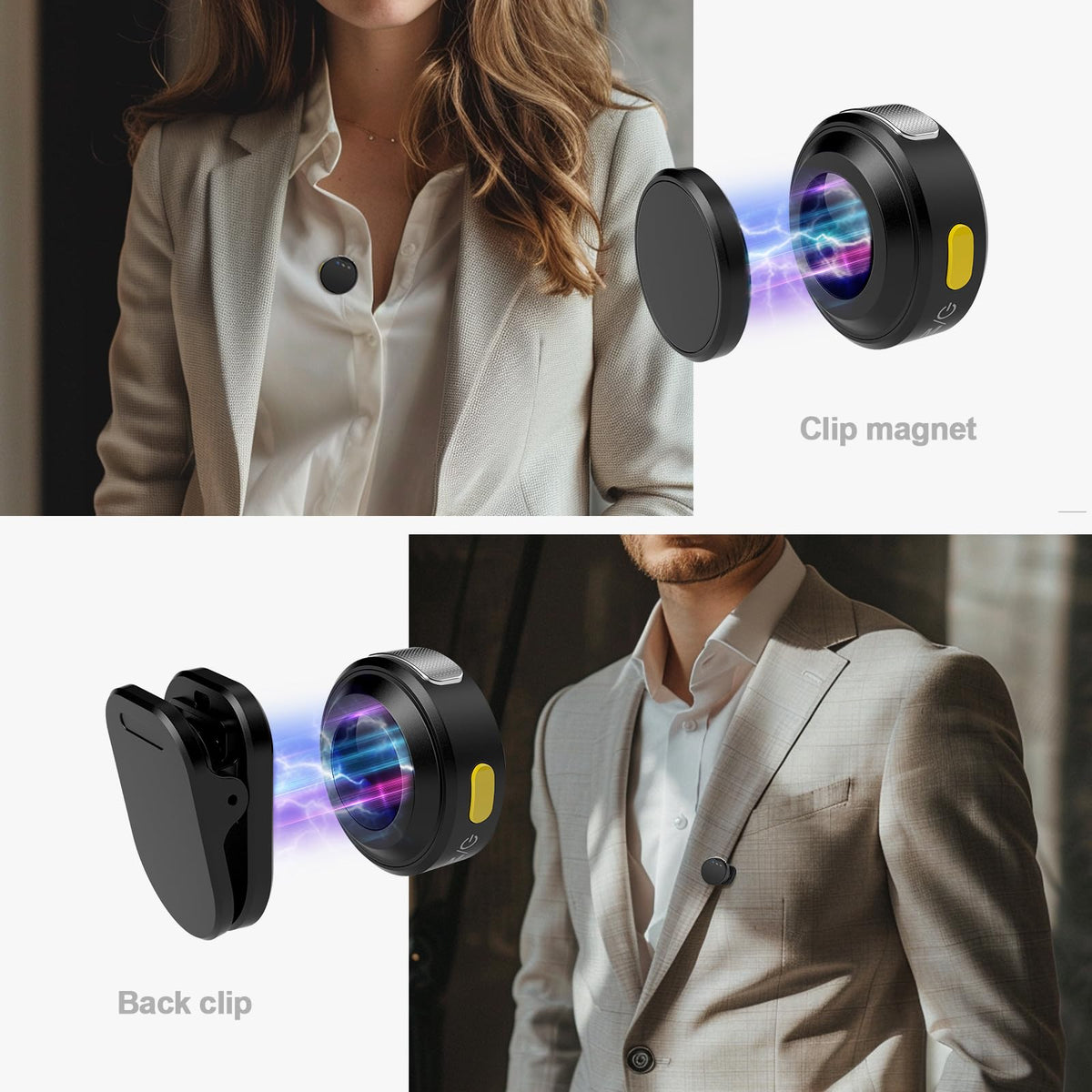 Rythflo Wireless Lavalier Microphone for iPhone/Android with Lightning/USB C(2 TX+2 RX+Charging Case), Mini Microphone with Noise Cancellation, 35H Battery, Clip on Lapel Mic for Video Recording Vlog