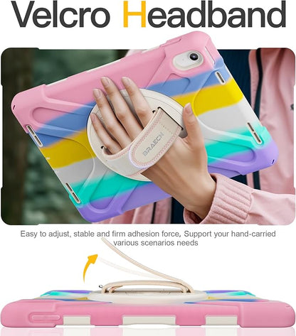 BRAECN for iPad (A16) 11th/10th Generation case 11/10.9 inch 2025/2022 Heavy Duty Shockproof Protective with Pencil Holder Screen Protector 360°Rotating Stand Handle & Shoulder Strap Full Body Cover