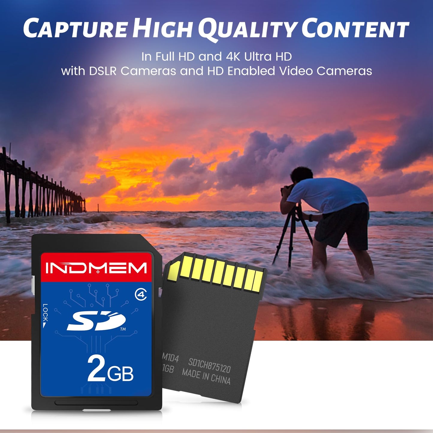 INDMEM SD Card 2GB, 6 Packs Class 4 2GB Flash Memory Card MLC Standard Secure Digital Cards Camera Card
