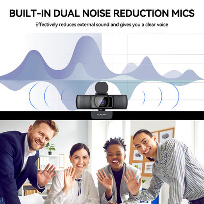 AUSDOM AF640 1080P Webcam with Microphone, 90°FOV USB PC Camera Webcam with Privacy Cover, Plug and Play Computer Camera for Online Calling/Conferencing, Zoom/Skype/YouTube, Laptop/PC