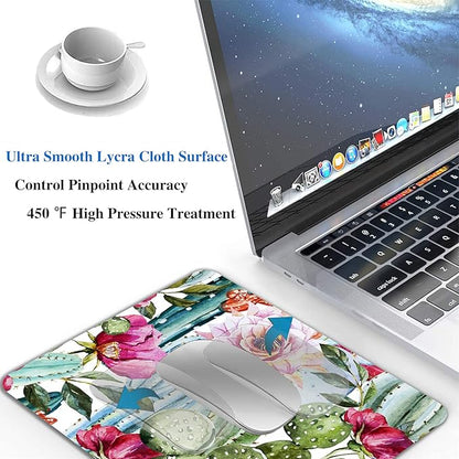 Cactus Painting Mouse Pad, Natural Floral Mousepad for Design, Anti-Slip Rubber Base Wireless Mouse Pads for Laptop