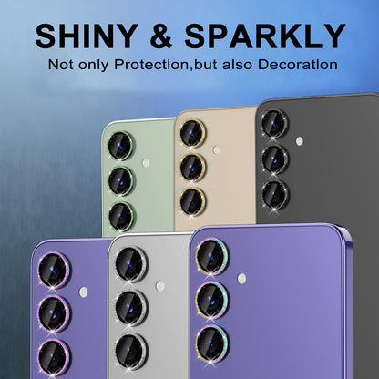 Avocase for Samsung Galaxy S24 Plus Camera Lens Protector, Individual Metal Ring Tempered Glass Lens Cover, [Strong Adsorption] Scratch Resistant Ultra-Thin HD Clear Lens Cover, 1 Set-Colorful Sparkly