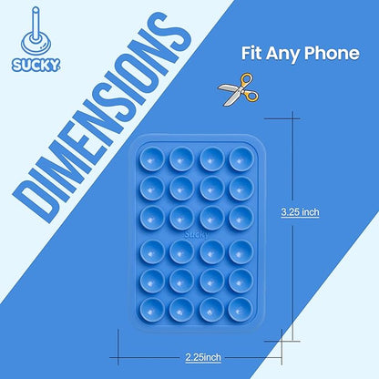 SUCKY Silicone Suction Phone Case Adhesive Mount - Anti-Slip Holder, Hands-Free Fidget Toy, Phone Accessory for iPhone and Android - Blue