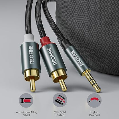 3.5mm to RCA Cable (5Feet/1.5M),3.5 mm 1/8 to RCA 2-Male Headphone Jack Adapter HiFi Sound Splitter Auxiliary Cord for Smartphone,MP3 Players,Laptops,Tablet,Speaker