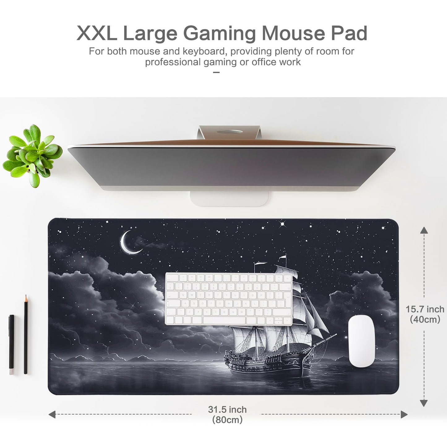 Lokigo Big Desk Pad, Large Desk Mat, 31.5"x15.7", Nautical Sailboat