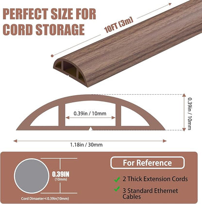 Floor Cord Covers for Wires 12FT Cable Hider Wire Cover Self Adhesive Cord Hider Floor for Offices, Homes, Workshops, Warehouses Cable Cavity 0.39" W x 0.27" H
