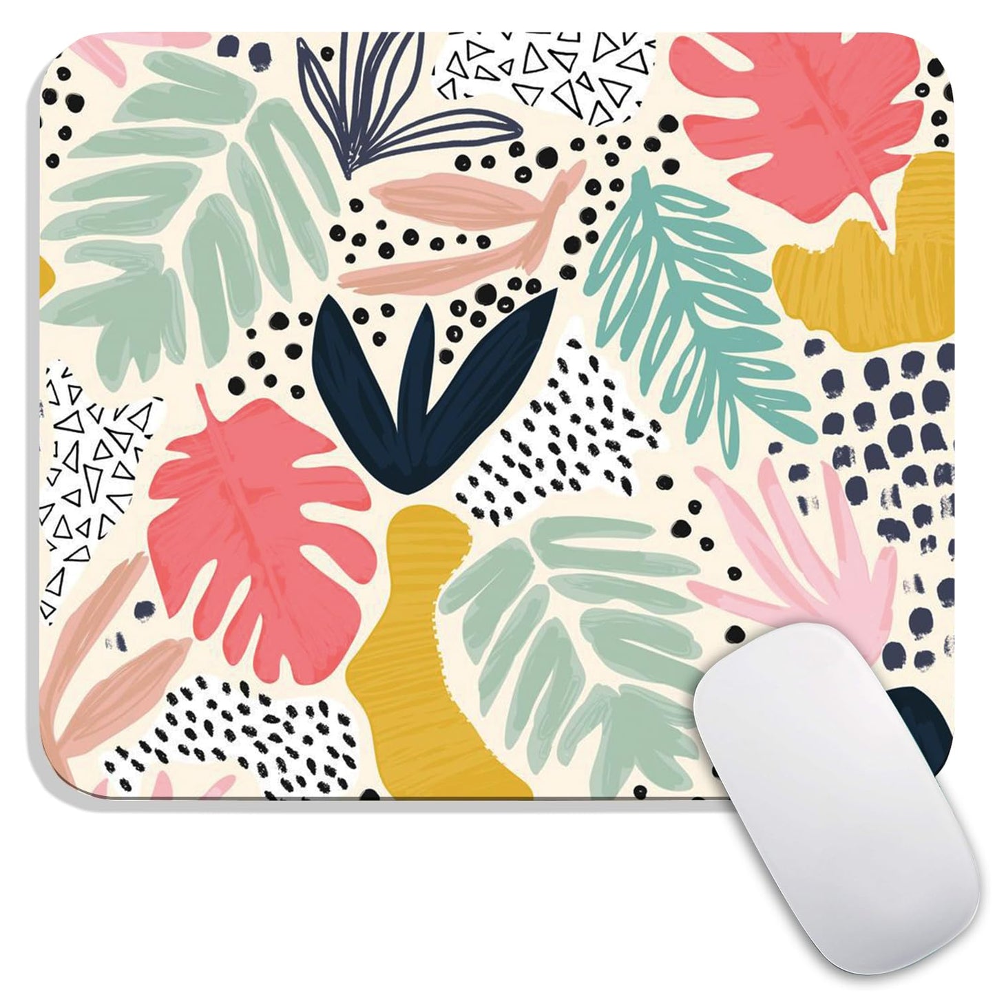 Armanza Square Mouse Pad Tropical Plants, Personalized Premium-Textured Custom Mouse Mat Design, Washable Mousepad Cloth, Non-Slip Rubber Base Computer Mouse Pads for Wireless Mouse