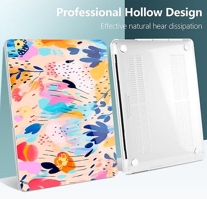 TWOLSKOO Compatible with MacBook Pro 13 inch Case 2023-2016 A2338 M2/M1 A2251 A2289 A2159 A1989 A1706, Plastic Hard Shell Cover & Keyboard Skin & Screen Protector, Bright Abstract Florals