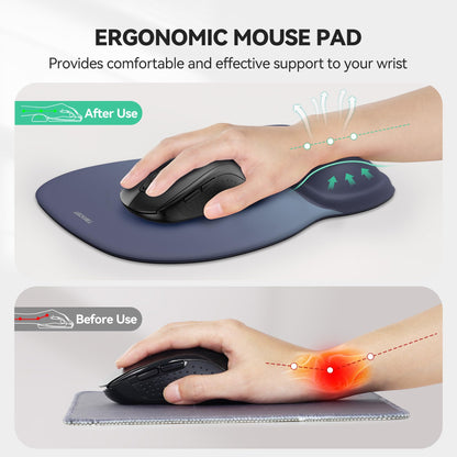 TECKNET Gel Ergonomic Mouse Pad with Wrist Rest, Non-Slip PU Base, Gradient