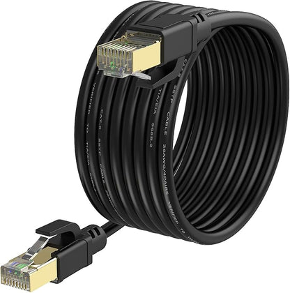 YixHG CAT 8 Ethernet Cable 50 ft, Internet Network Cord, 40Gbps 2000Mhz LAN Wires, High Speed SSTP LAN Cables with Gold Plated RJ45 Connector for Router, Modem, Gaming, Xbox (50 ft)