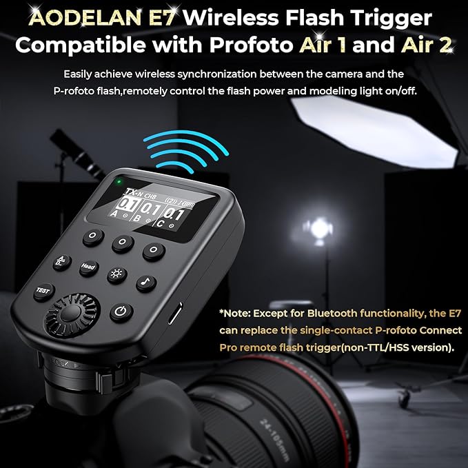 AODELAN Wireless Flash Trigger Compatible with Profoto Air1 and Air2, for Canon, for Sony, for Nikon, for Olympus,for Fujifilm Cameras 650FT Remote Control 100 Channels 6 Groups,Replaces Connect Pro