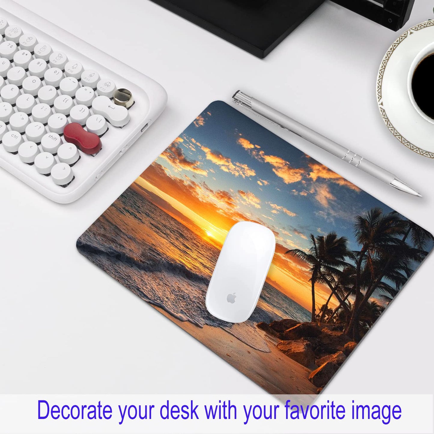 SHALYSONG Sunset Beach Mouse pad 9.5"x7.9" Non-Slip 3mm Small Computer Pad