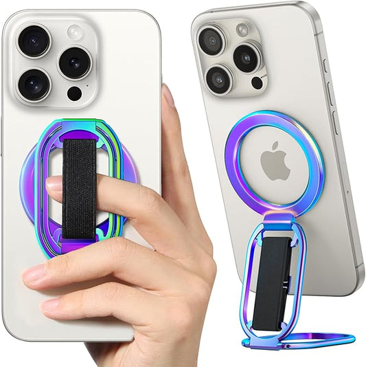 [2025 Upgraded] SUPERONE for MagSafe Phone Grip for MagSafe Kickstand Compatible with Mag Safe Finger Loop, 4-in-1 Phone Ring Holder Strap for iPhone 17/16/15/14/13 Series and Mag Safe Case - Colorful