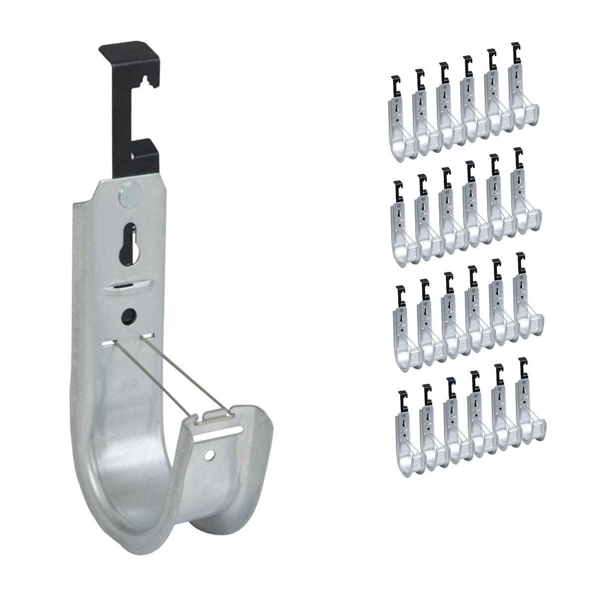 ICC 4-Inch Ceiling J Hook Cable Management Hook, Retainer Clip, 25-Pack