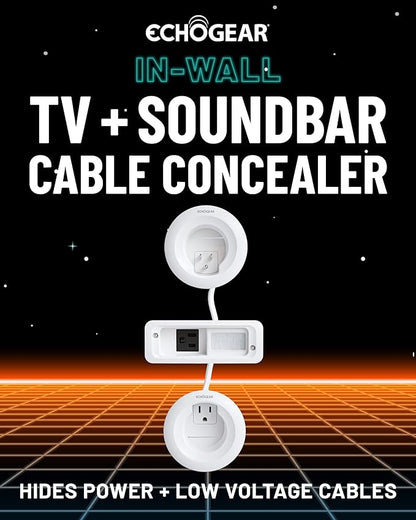 ECHOGEAR in Wall Cable Management Kit for TV & Soundbar - Cord Concealer & Power Kit - Powers Devices & Hides All Cables - Comes with Circle Saw Drilling Attachment & Drywall Hand Saw