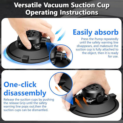 6" Camera Suction Cup Mount with Ball Head Magic Arm,Quick Release Metal Vacuum Suction Cup Mount Car Windshield Dash Mount for Action Camera/Phone Holders with 1/4",1/8" Holes(Black)