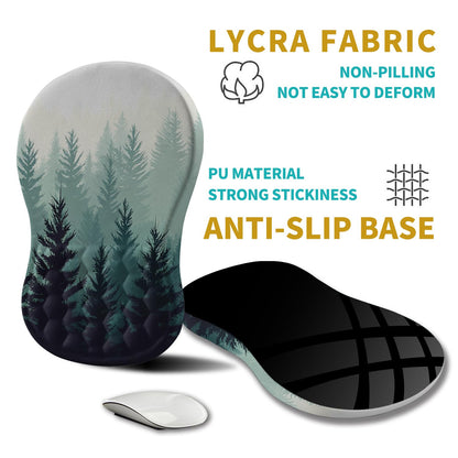 Hokafenle Ergonomic Mouse Pad Wrist Support, Wrist Rest Mousepad for Carpal Tunnel Pain Relief with Integrated Memory Foam Slope Massage Bulge (11.8x7.9 inch,Forest