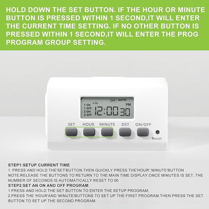 BN-LINK Digital Timer Outlet Indoor,24 Hour Light Timer Easy Programmable,Mini 2 Prong Plug in Timers for Electrical Outlets,Lamps,Fans,2 On/Off Programs,2 Pack,15A/1875W