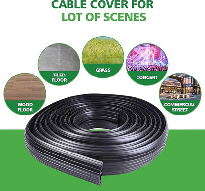 4ft Floor Cable Cover Heavy Duty PVC Cord Cover Wire Cover to Prevent Trip Hazard for Home Office or Outdoor(4ft, Black)