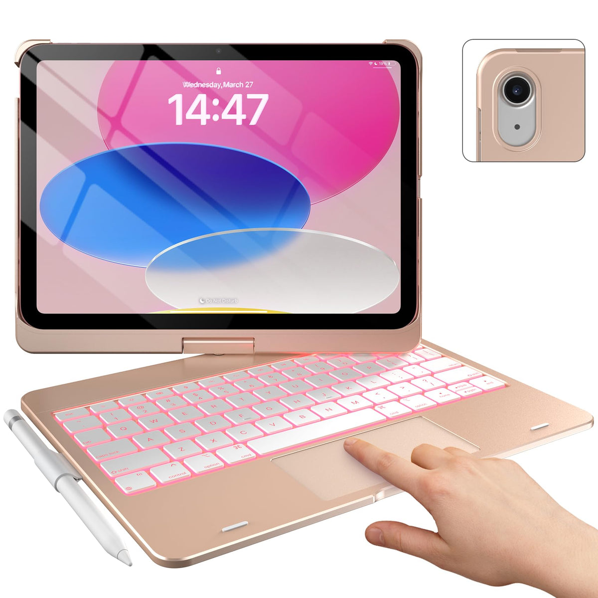 typecase Touch iPad A16 11th/10th Gen Case with Keyboard, 360° Rotating