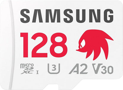 Samsung PRO Plus Sonic The Hedgehog + Adapter, 128GB microSDXC, Up-to 180MB/s, Full HD & 4K UHD, UHS-I, C10, U3, V30, A2, for Nintendo-Switch, Steam Deck, GoPRO, DJI Drone, Tablets (MB-MD128SA/LC1)