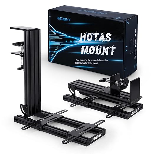 Reashy Hotas Mount, Joystick Mount, Aluminum Flight Stick Desk Mount for Logitech X56, X52, X52 Pro, Thrustmaster T.1600M, TCA, T.Flight Hotas One, 4, X, Airbus, VKB Gladiator Nxt (Black)