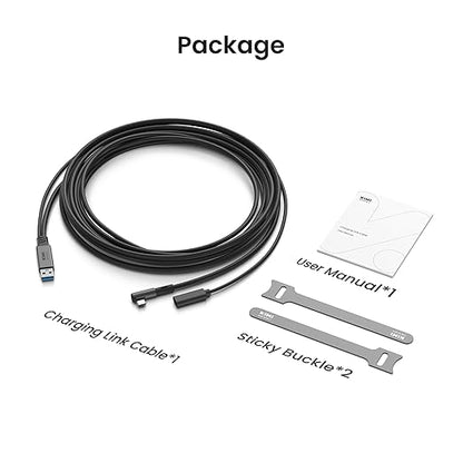 KIWI design Link Cable with Charging 16FT Compatible with Meta Quest 3s/3/2/ Pro/Pico 4 Accessories and PC/SteamVR, USB 3.0 to USB C Link Cable with 5Gbps Super Speed for Extended Gameplay, Black