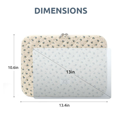 Puffy Laptop Sleeve 13 Inch Cute Quilted Laptop Protective Case Padded Floral Computer Sleeve for MacBook (A-Blue, 13 Inch)
