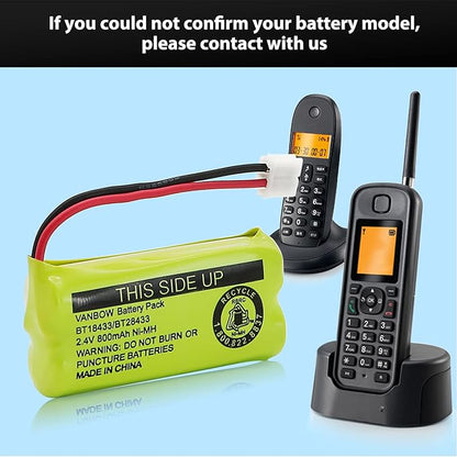 BT18433/BT28433 2.4V 800mAh Ni-MH Cordless Phone Battery, Also Compatible with AT&T BT184342/BT284342 BT8300 BT1011 BT1018 BT1022 BT1031 2SN-AAA55H-S-J1 CS6120 CS6209 CL80109 EL52419 (Pack 4)