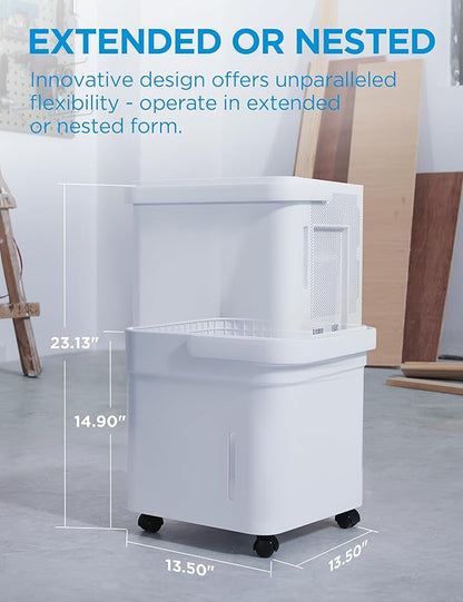 Midea Cube 20 Pint Dehumidifier for Basement, Up to 1,500 Sq. Ft. dehumidifier with drain hose, ENERGY STAR Certificated, Smart Control, Compatible with Alexa, White
