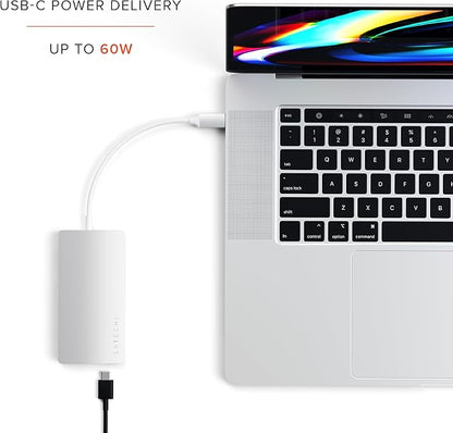 Satechi 8 in 1 USB C Hub Multiport Adapter V2, 4K HDMI, 115W USB C PD Charging, 3 USB-A, Ethernet, Micro/SD Card Readers, for Laptop, MacBook Pro/Air M4/M3/M2/M1, iPad, iPhone 16, Windows - Silver