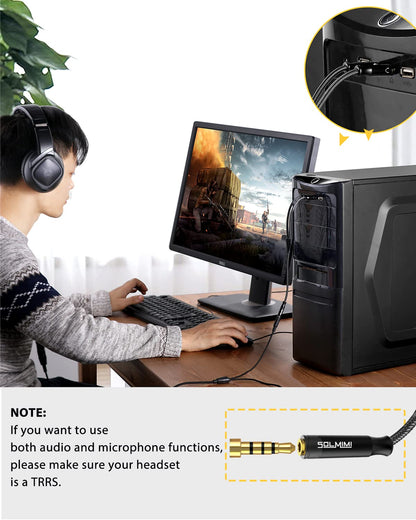 Headphone Splitter Cable for Computer 3.5mm Female to 2 Male 30Cm