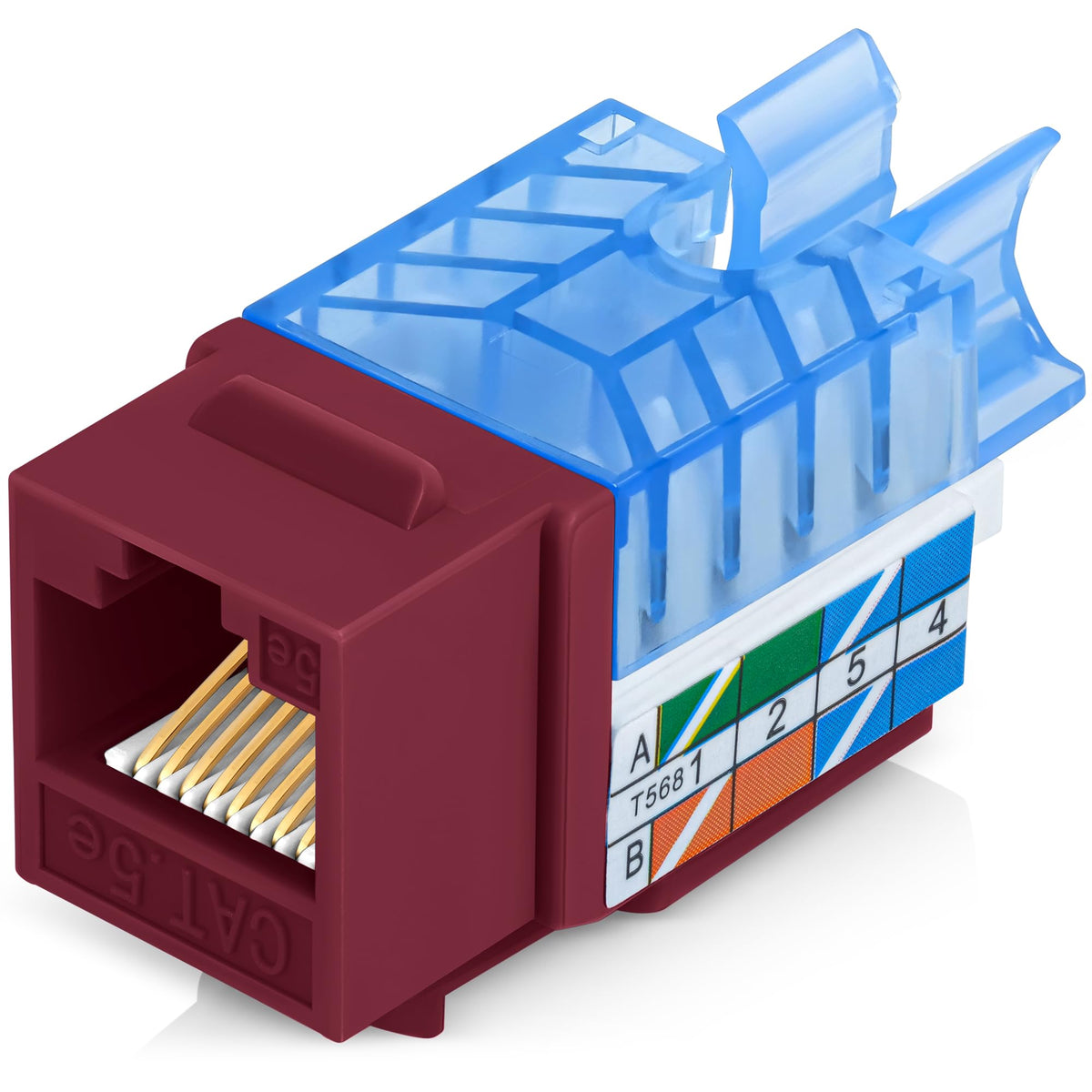 Everest 45 Degree RJ45 Cat6 Keystone Jacks Slim Profile 20-Pack Orange