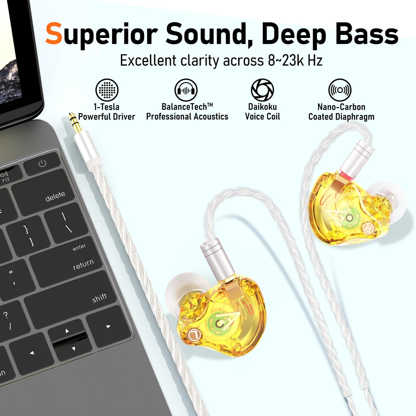 Audiovance Vibes 202 HiFi Wired Earbuds, IEM in-Ear Monitor Headphones