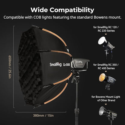 SmallRig LA-O65 Octagonal Softbox, 65cm/25.6in Quick Release Softbox with Carrying Bag, for Bowens Mount COB Lights for SmallRig for Neewer for Aputure for Godox