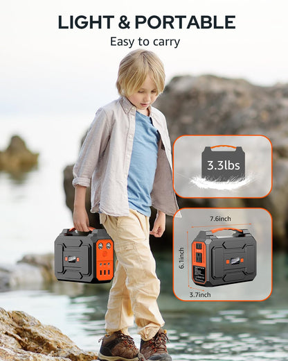 Portable Power Station, 146Wh 100W Solar Powered Power Bank with AC Outlet