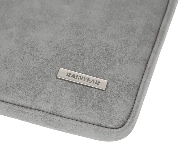 RAINYEAR 15 Inch Laptop Sleeve PU Suede Leather Case Padded Cover Water Resistant Carrying Computer Bag Compatible with 15.4 MacBook Pro/Air, Surface Laptop 3/4 15", New XPS 15 Touch(Gray)