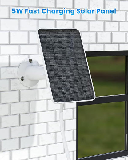 5W Solar Panel for Ring Camera, Solar Panel Charger Compatible with Ring Spotlight Plus/Pro Stick Up Outdoor Cam Battery, 9.8ft Cable with USB-C to Barrel Plug Adapter & Micro-USB Adapter, 3 Pack