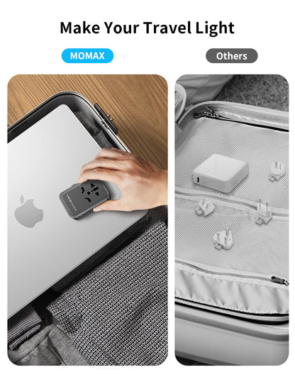 MOMAX Universal Travel Adapter, PD 35W Fast International Power Adapter, 3 USB C & 2 USB A, Worldwide Travel Plug Adapter, International Power Adapter for Europe, USA, Japan, Australia (Type C/A/G/I)