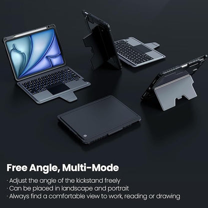 Nillkin iPad Air 11-inch (M3/M2) Case with Detachable Keyboard, iPad Pro 11(1st/2nd/3rd/4th Gen) & Air 5th/4th Generation Rugged Keyboard Case, 7 Colors Backlit, Trackpad, Portrait/Landscape Modes